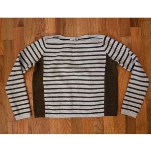 Madewell Striped Olive Grey Sweater crop top XS